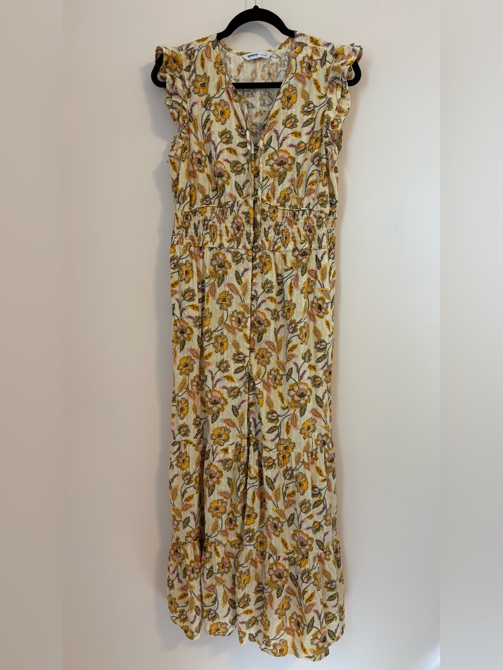 Sonoma Yellow and Cream Floral Maxi Dress, size large